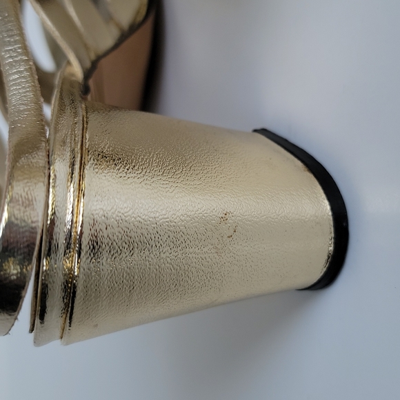 Lifestride Cuscino Vintage Made In USA Vintage Gold Block Heeled Sandals 7.5 N - Picture 14 of 16